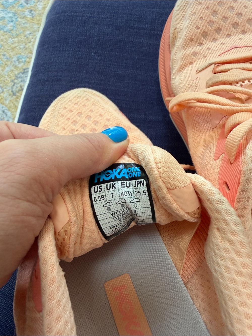 Hoka Women's Clifton 9 Peach/Coral Cushioned Running Sneakers - Picture 7 of 7